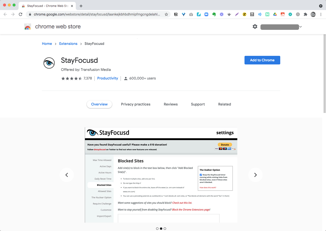 StayFocusd : 업무 집중을 도와주는 유틸리티