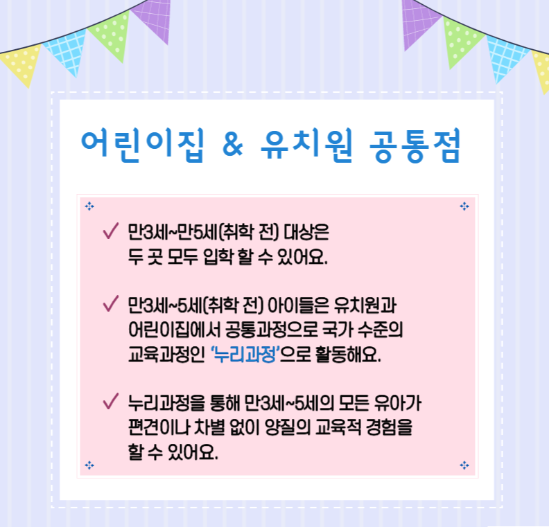 어린이집, 유치원 차이점 알기