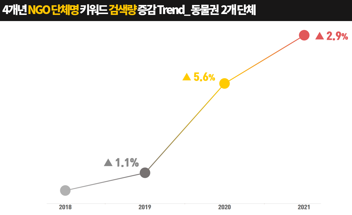 NGO 분야별 단체 키워드 검색량 트렌드