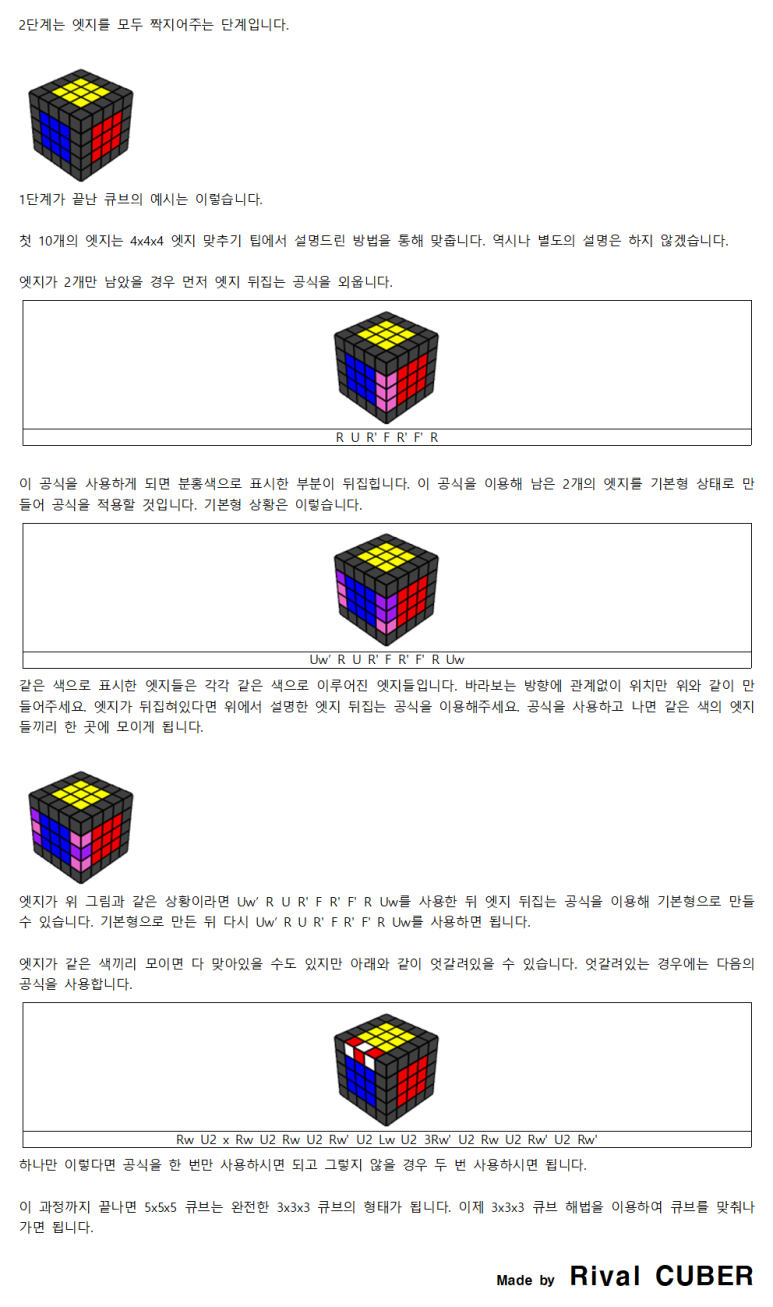 5x5x5 큐브 해법 전체