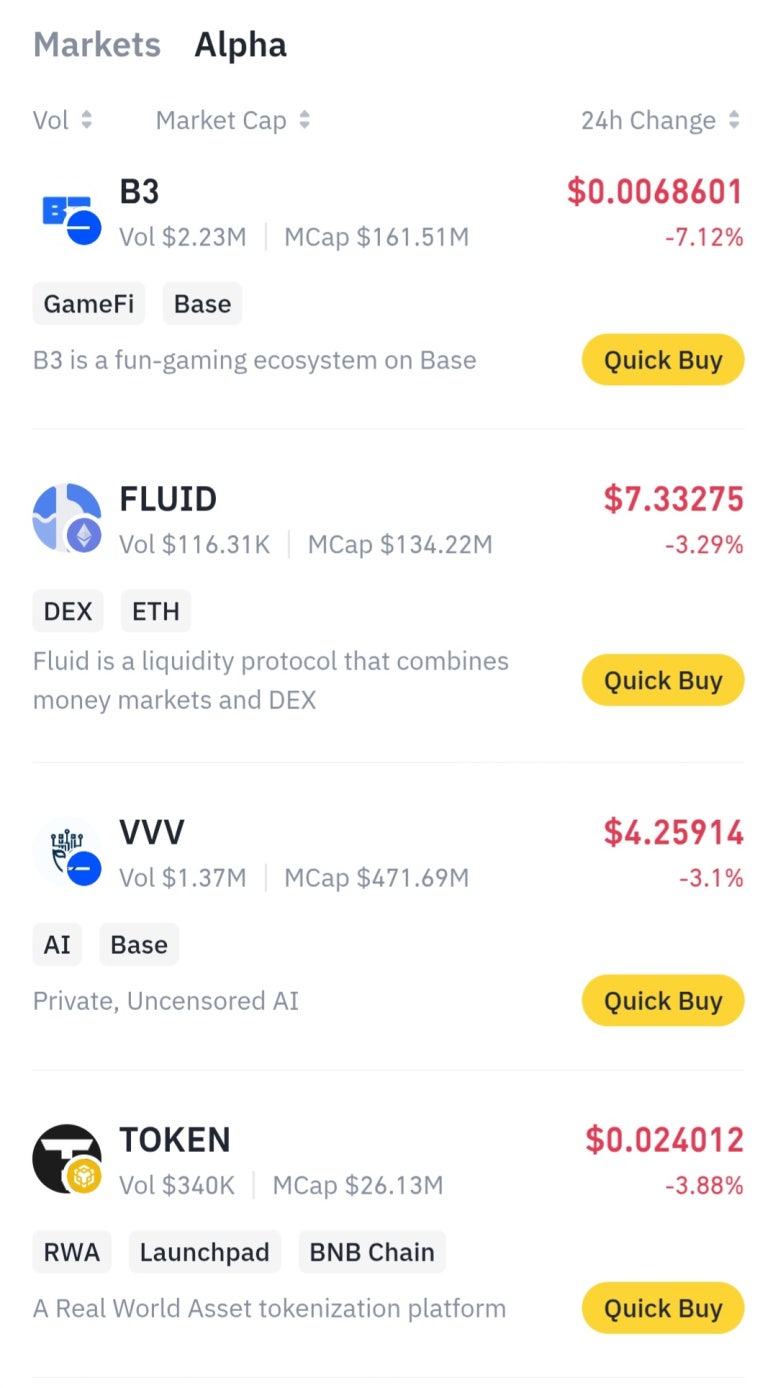 바이낸스 알파(Alpha)에 또 추가된 12개 알트코인