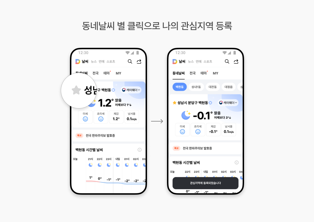 다음 날씨 MY 즐겨 찾기 추가 기능 다음 날씨 MY  즐겨 찾기 추가 기능