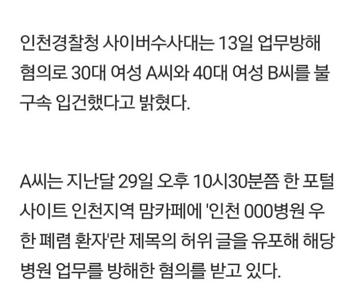 인천 맘카페에 코로나 가짜뉴스 유포한 철없는 엄마들 | 인스티즈