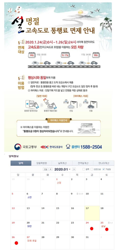 2020년 설 연휴 고속도로 통행료 면제 안내 | 인스티즈
