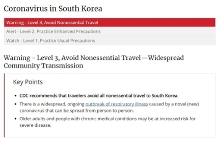 미국 CDC, 한국 여행경보 최고단계로 격상…중국 이어 두번째(종합) | 인스티즈