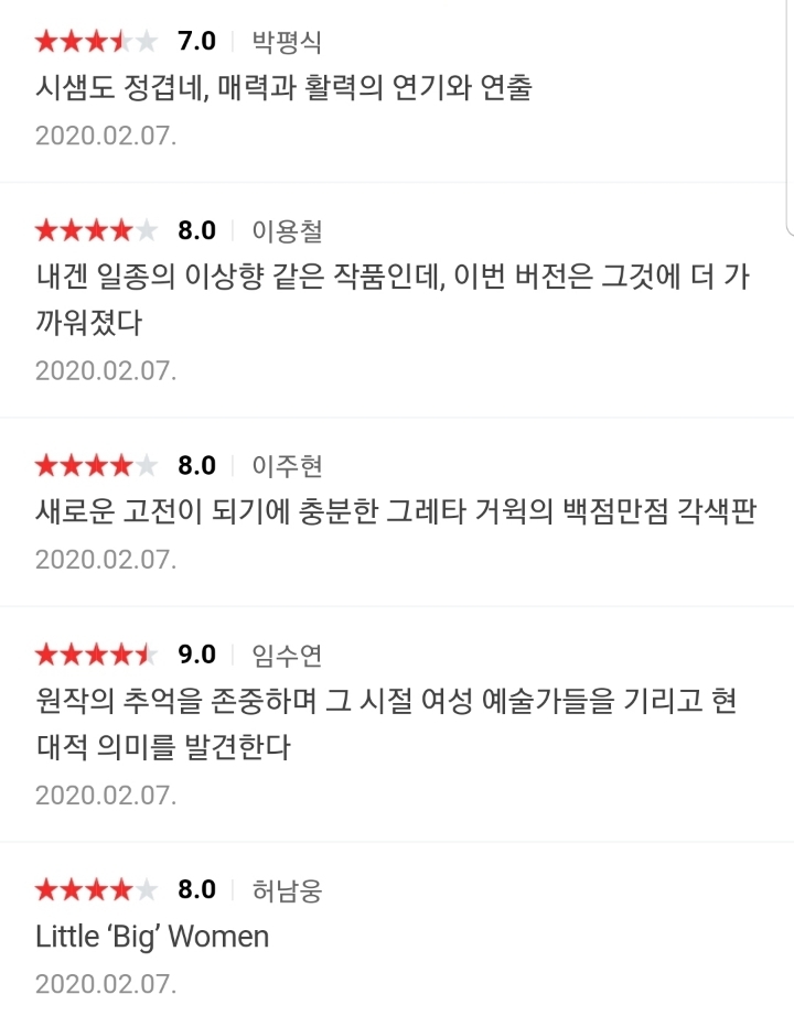 영화 작은아씨들 평론가 평점 | 인스티즈