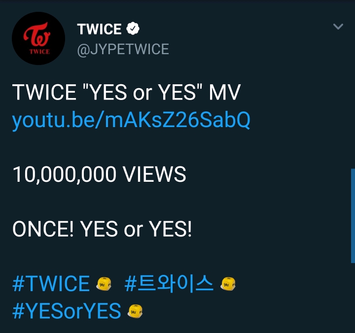 트와이스 YES or YES MV 걸그룹 역대 최단시간 1000만뷰 돌파 | 인스티즈