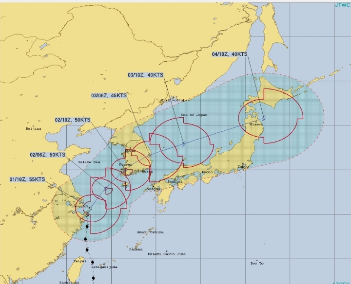 제 18호 태풍 미탁 예상 진로...한국, 일본 - 진도➡️전남➡️경북➡️영덕/미국 - 목포➡️전라➡️경북➡️영덕 + 최대풍속 초속 29m/s (10.2 07:00) | 인스티즈