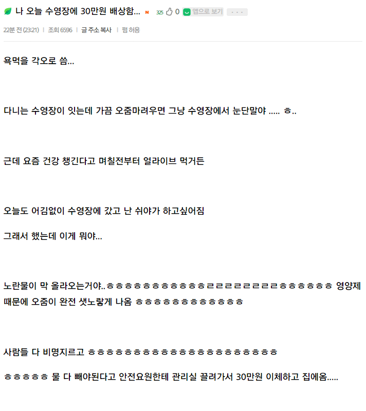 수영장에 30만원 배상함.jpg | 인스티즈