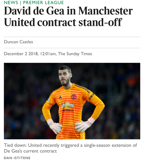 [던컨캐슬] 데 헤아는 팀 내 최고 연봉을 제시받지 않는다면 재계약을 하지 않을 것 | 인스티즈