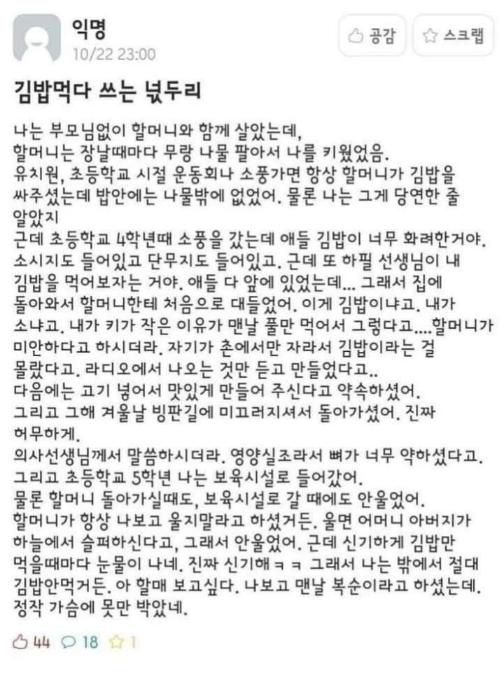 김밥을 먹지 못하는이유 | 인스티즈