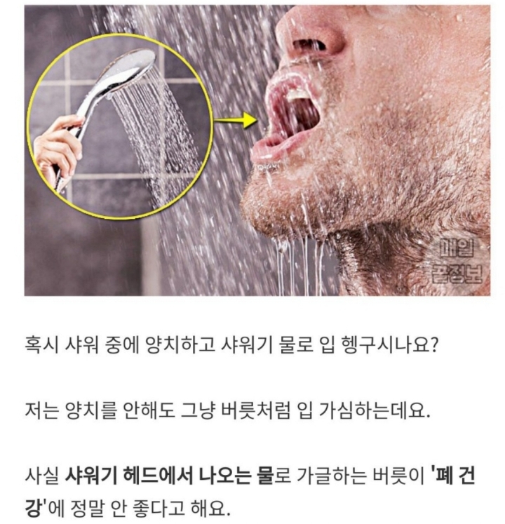 샤워기로 입을 헹구면 안되는 이유 | 인스티즈