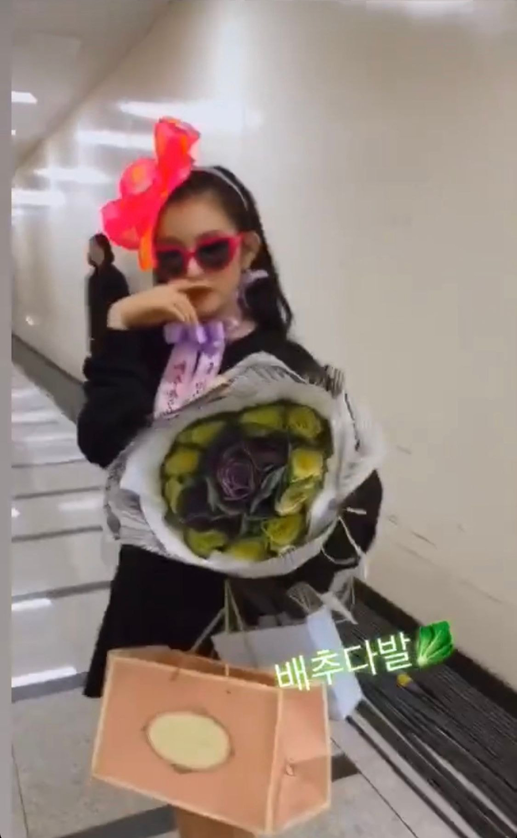 콘서트때 친구들한테 꽃다발 대신 배추다발 받은 아이린 | 인스티즈