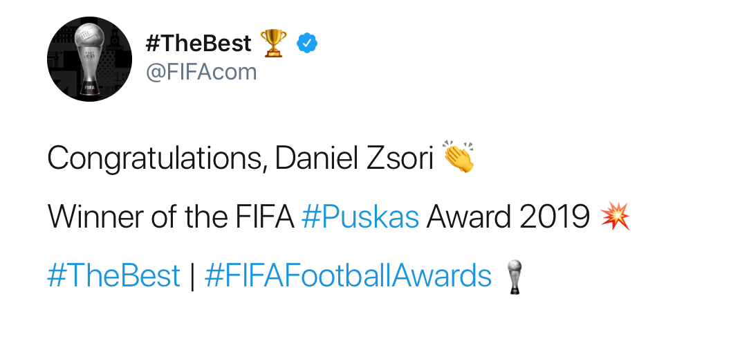  2019 푸스카스상 수상자 | 인스티즈