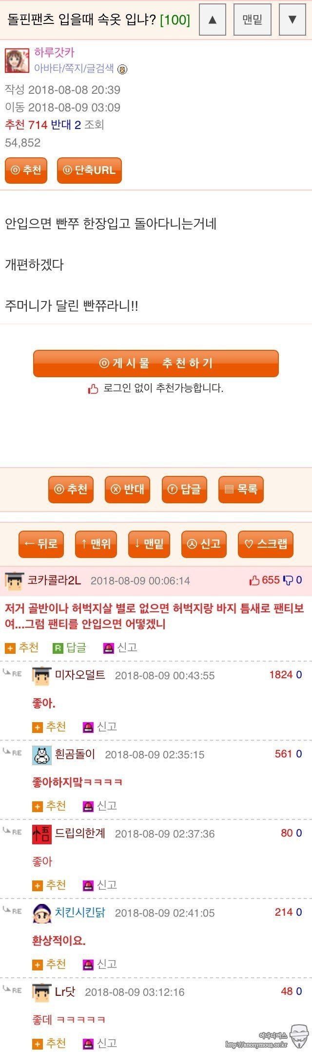 돌핀팬츠 입을때 속옷 입니? | 인스티즈