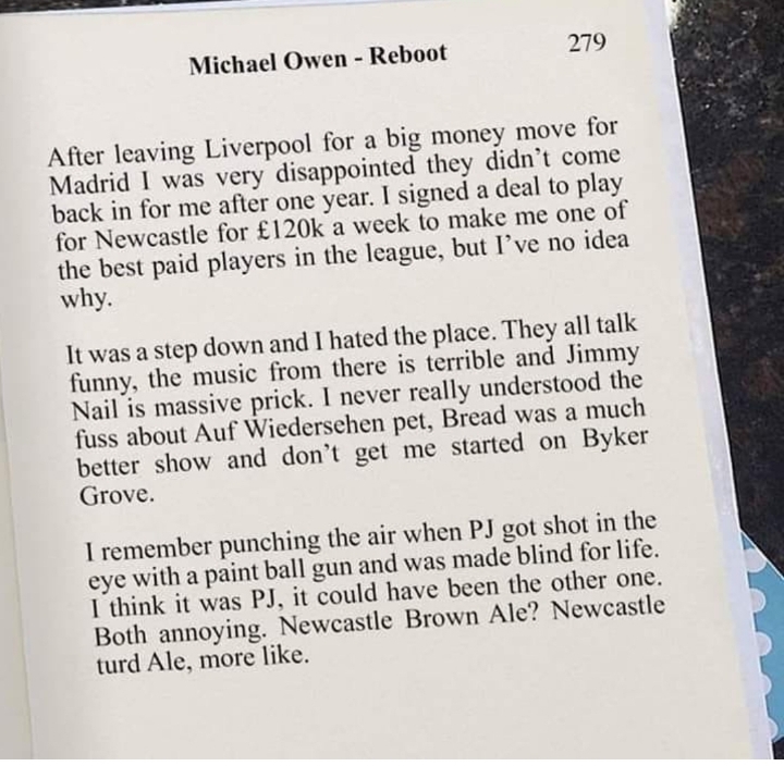 뉴캐슬 비하로 논란 중인 마이클 오웬 자서전 | 인스티즈