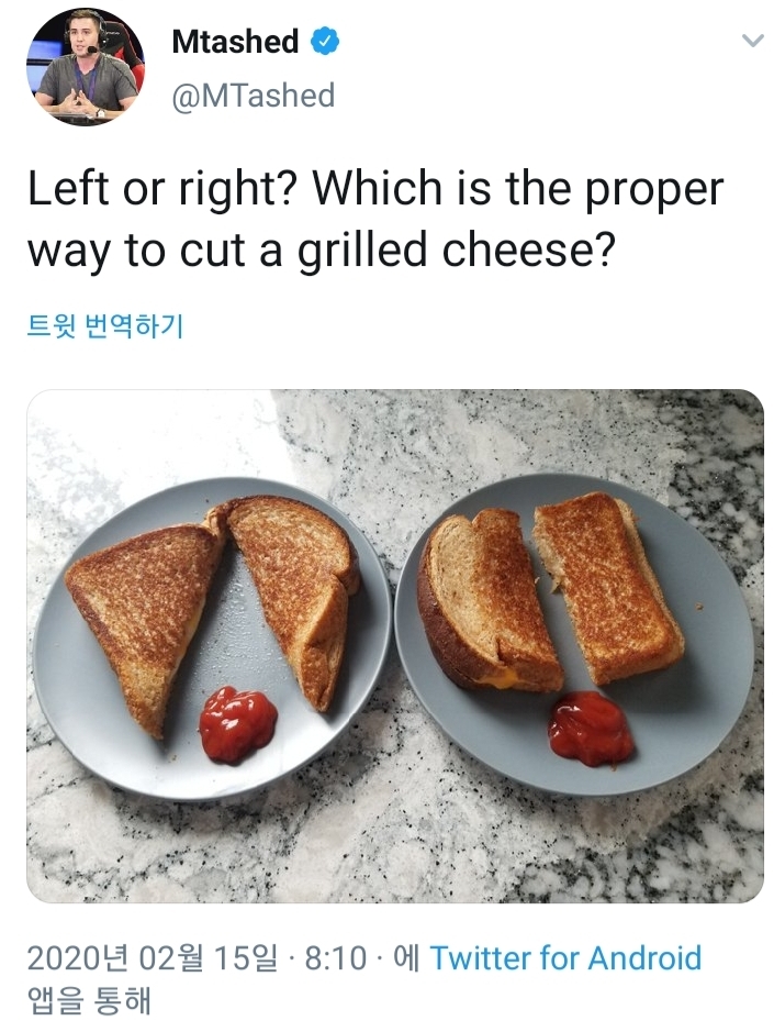 샌드위치를 반 쪼개 먹는다면: 좌 vs 우 | 인스티즈