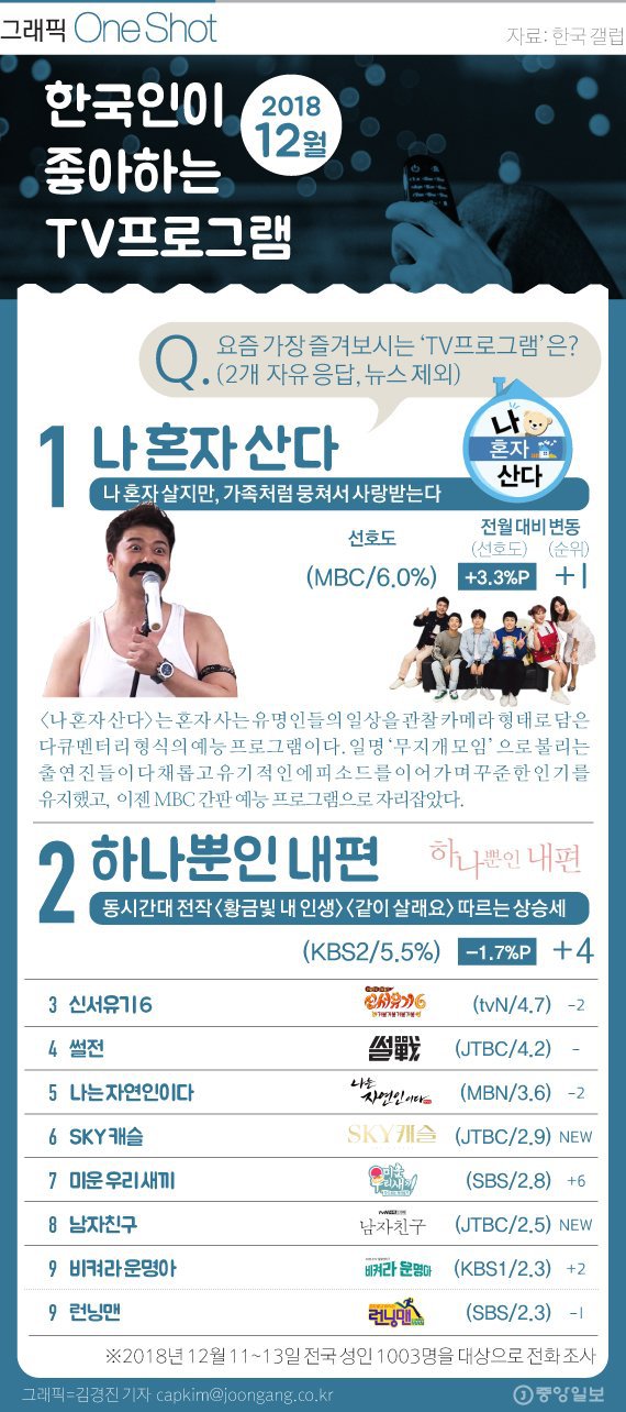 2018년 12월 한국인이 좋아하는 TV 프로그램.jpg | 인스티즈