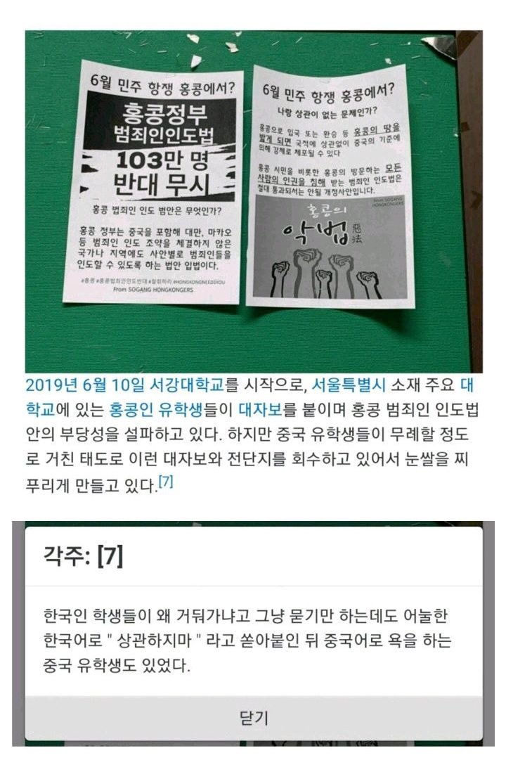 한국에서 홍콩시위vs중국인들 | 인스티즈