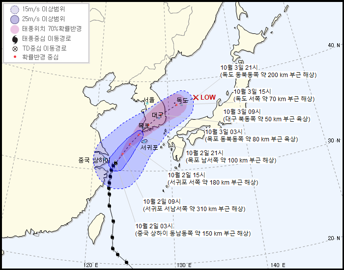 [10.24시업데이트] 기상청 18호 태풍 미탁 예상 경로(목포-대구-독도) | 인스티즈