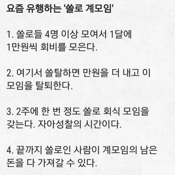 요즘 유행하는 솔로 계모임.jpg | 인스티즈