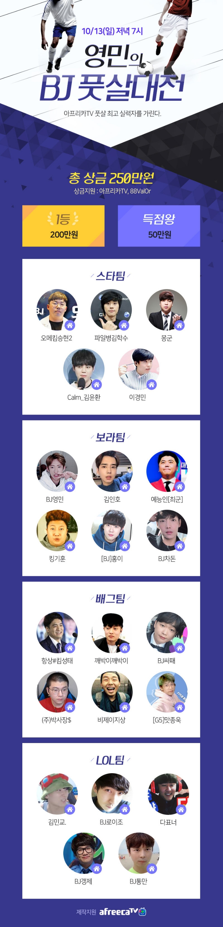 아프리카TV BJ 풋살대회 | 인스티즈