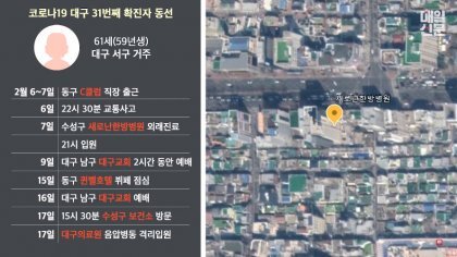 31번 확진자 대구시내 이동 경로.jpg | 인스티즈