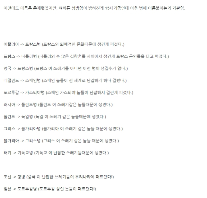 15세기 각나라별 매독을 부르는이름 | 인스티즈