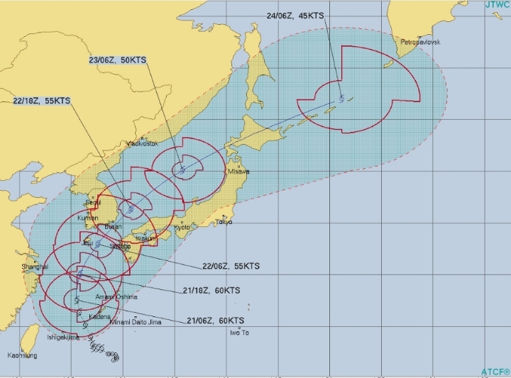 제 17호 태풍 타파 예상 진로...한국, 미국 - 부산 앞바다➡️독도/일본 - 부산 먼바다➡️독도 + 최대풍속 초속 37m/s, 순간최대풍속 50m/s (9.21 19:00) | 인스티즈