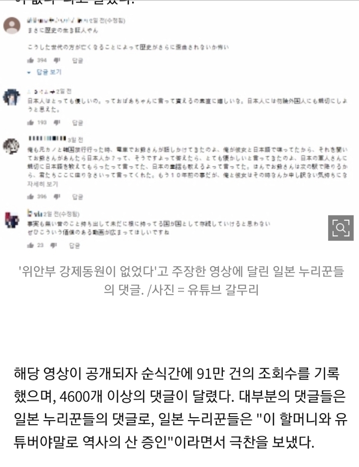 "강제 위안부 없어","일본인 상냥"…유튜버 '친일 영상' 논란 | 인스티즈