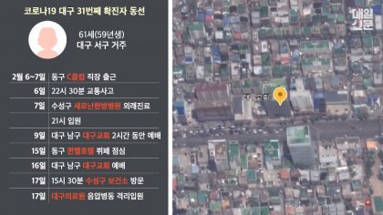 31번 확진자 대구시내 이동 경로.jpg | 인스티즈