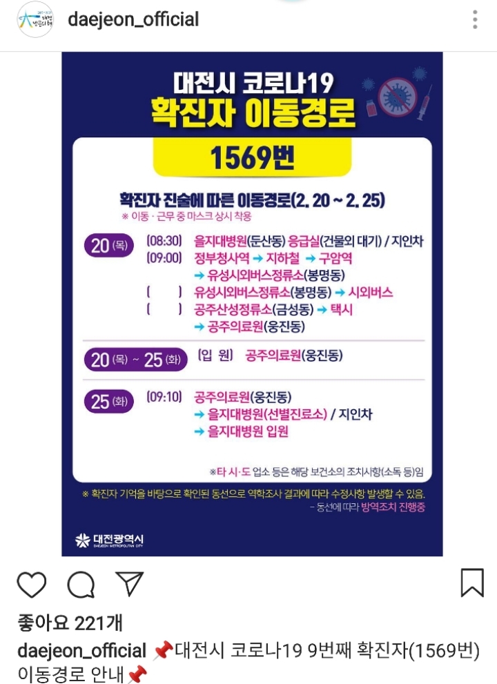 대전 코로나19 8,9,10번째 확진자들 동선 | 인스티즈