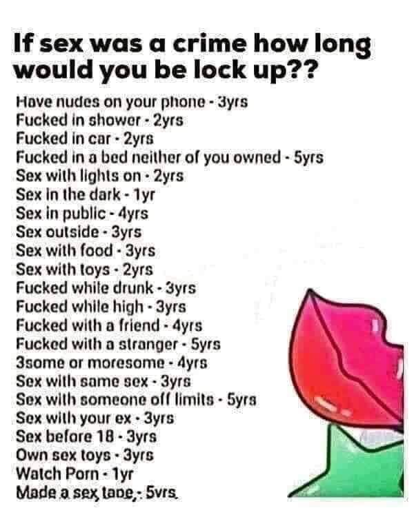 만약 섹스가 범죄라면 당신의 형량은 징역 몇 년? | 인스티즈