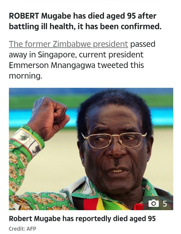 독재자 무가베 사망 (속보) | 인스티즈