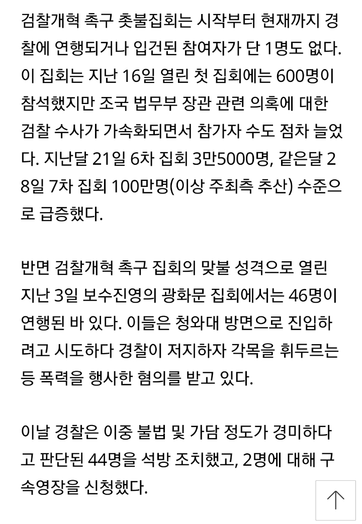 서초동 촛불, 변함없는 평화집회... 연행 또 '0명' | 인스티즈