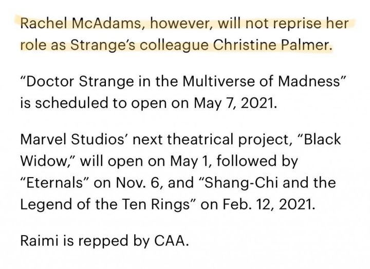 닥터 스트레인지 2 레이첼 맥아담스 출연 안한다.txt | 인스티즈