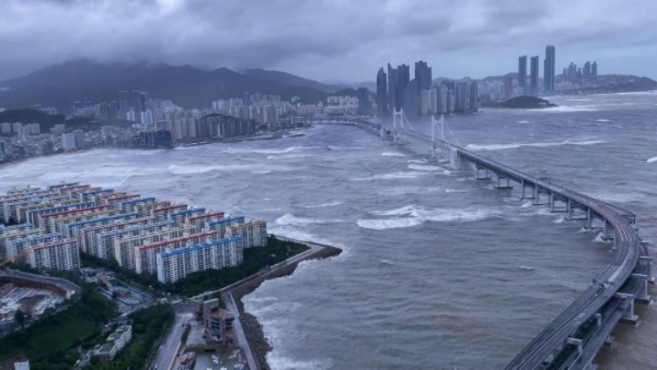 태풍 왔을 때 부산 용호동W에서 찍은 광안리-해운대 사진.JPG | 인스티즈