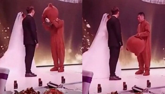 "행복해야 해"…'전 여친' 결혼식장에 '곰 인형' 탈 쓰고 나타나 폭풍 오열한 남성 | 인스티즈