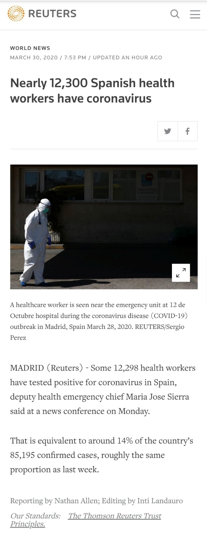 12,300명 정도의 스페인 의료진들이 코로나에 감염됌 | 인스티즈
