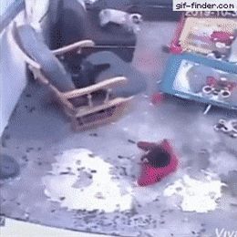 계단에서 떨어질 뻔한 아기를 구한 고양이.gif | 인스티즈