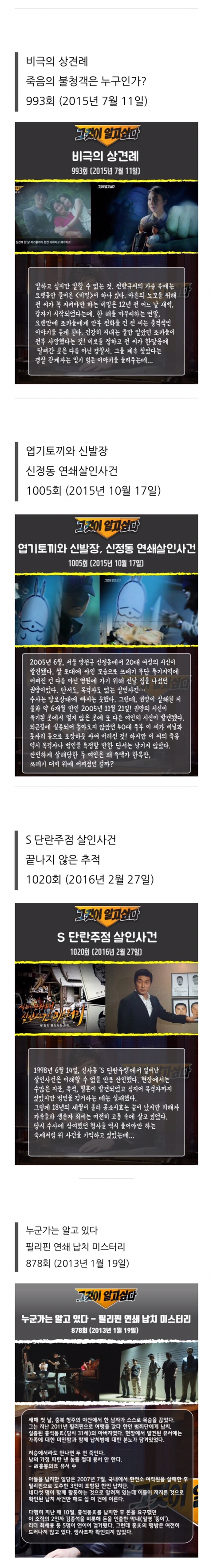 그것이 알고싶다 레전드편 총정리.jpg | 인스티즈