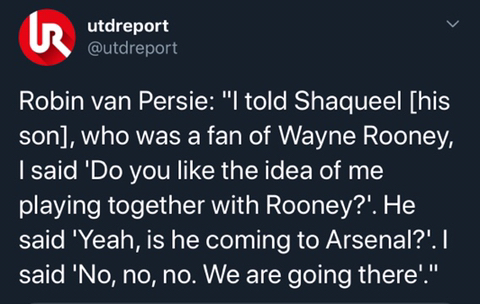 로빈 반 페르시 : 내가 루니팬이었던 아들한테 "아빠가 루니랑 뛰면 어떨것 같니?" 라고 물어봤었거든 | 인스티즈