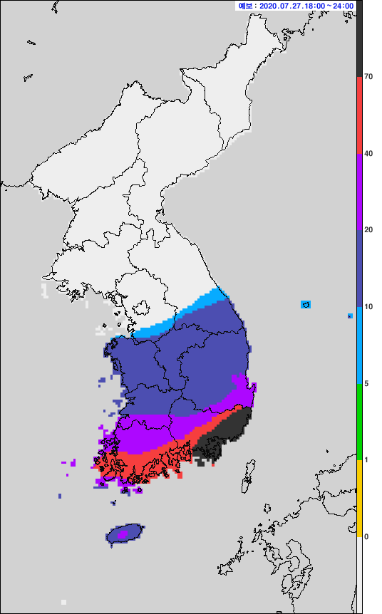 7월 27일 오후 12시~28일 오후 12시 예상 강수량.jpg(부산, 울산, 창원, 거제, 통영 폭우 주의) | 인스티즈