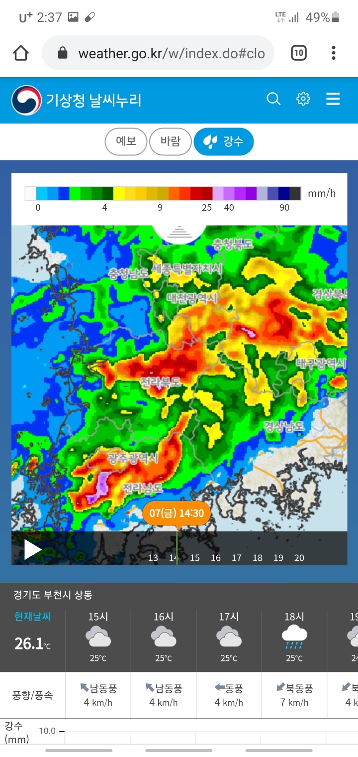 이시각 현재 남부지방 날씨상황 | 인스티즈