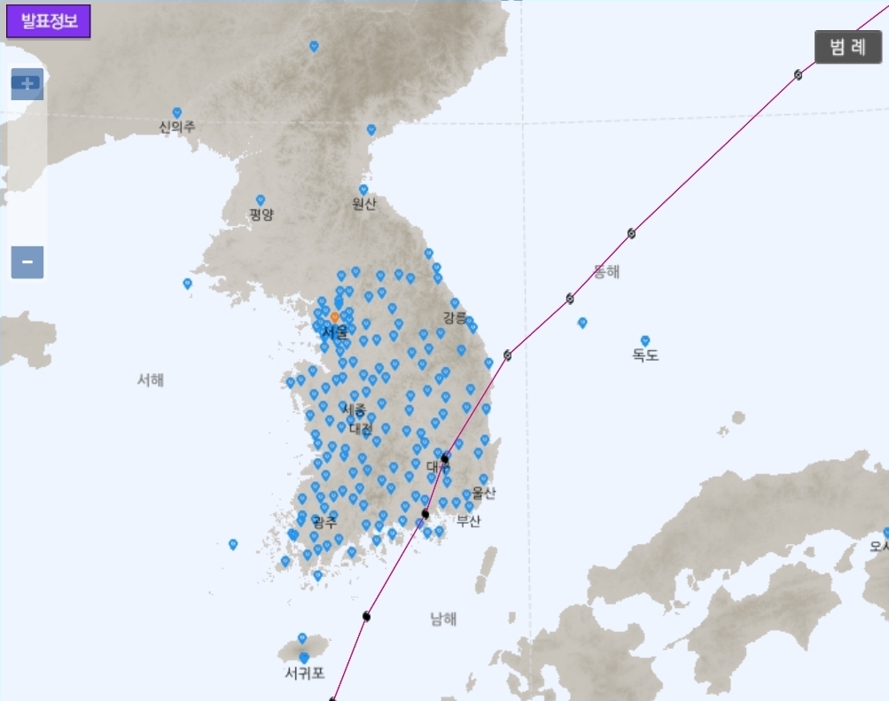 슈퍼태풍 하이선과 마이삭, 매미, 루사의 내륙 상륙시 세력 비교 | 인스티즈
