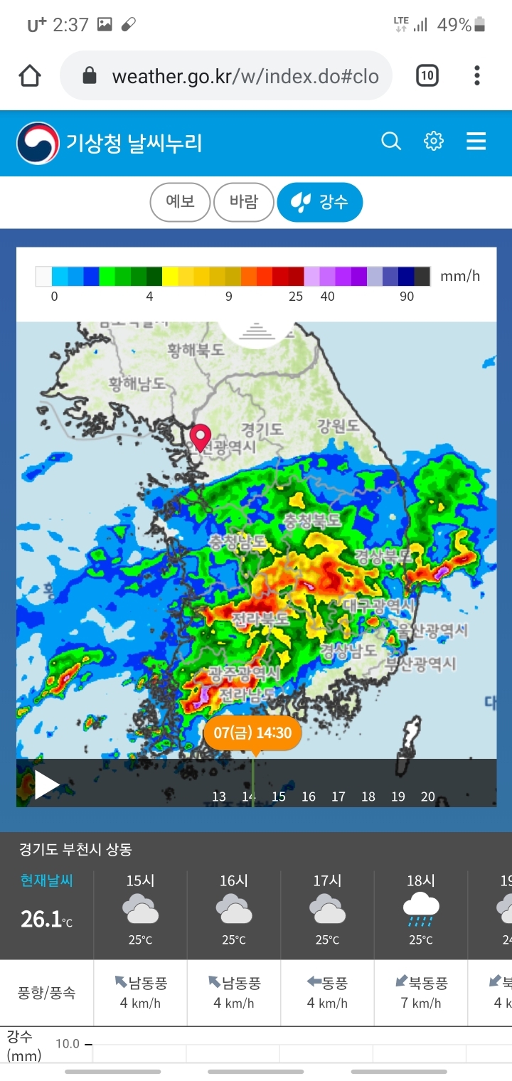 이시각 현재 남부지방 날씨상황 | 인스티즈