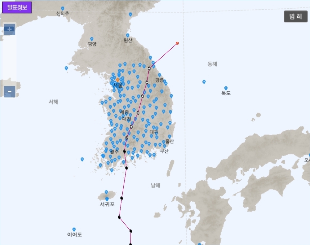 슈퍼태풍 하이선과 마이삭, 매미, 루사의 내륙 상륙시 세력 비교 | 인스티즈