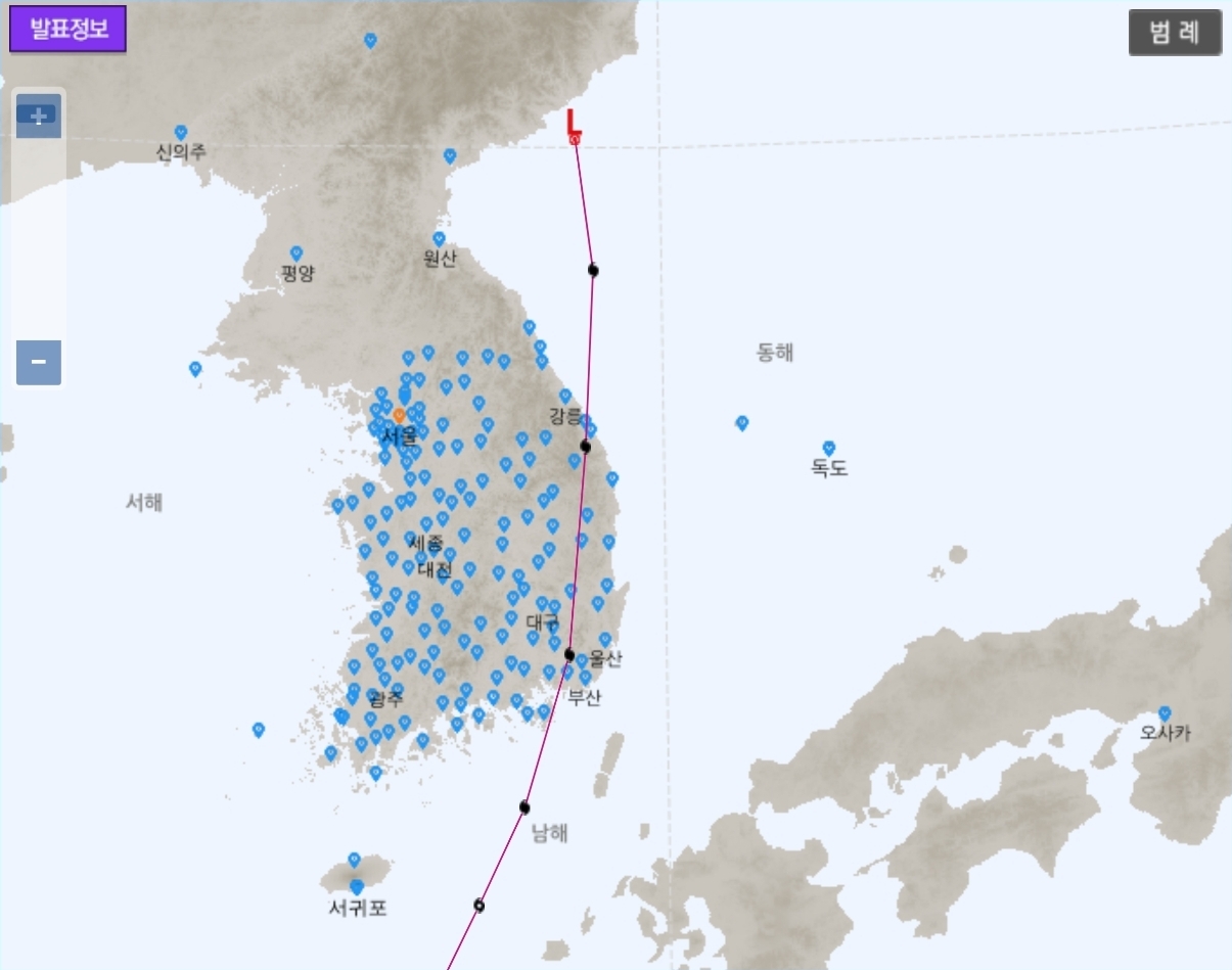 슈퍼태풍 하이선과 마이삭, 매미, 루사의 내륙 상륙시 세력 비교 | 인스티즈