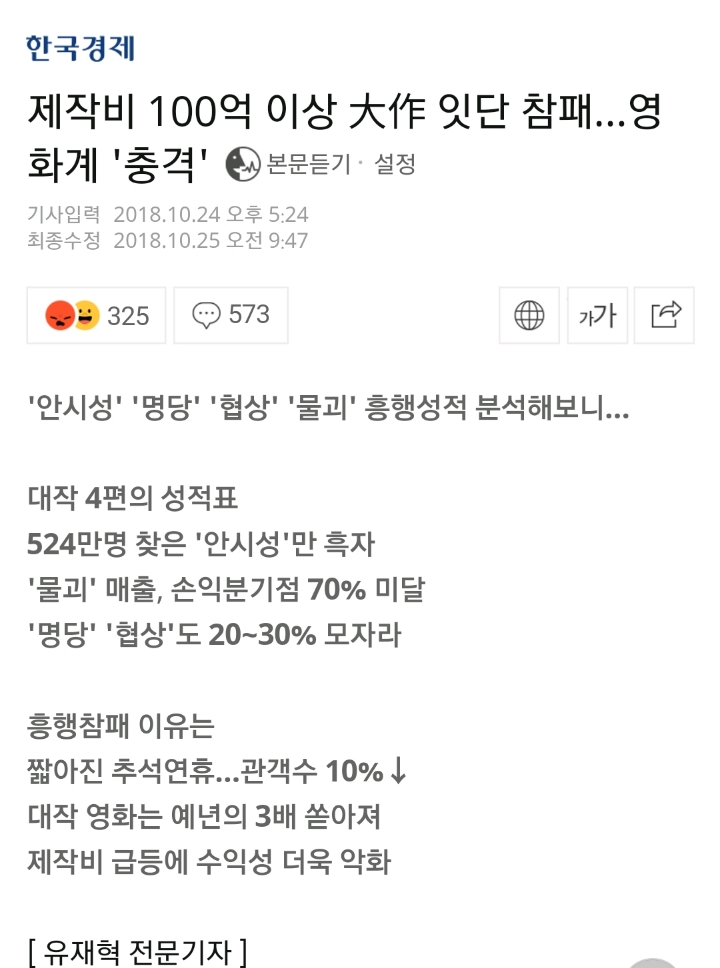 ???:100억이상 영화 참패한건 주52시간 영향 | 인스티즈