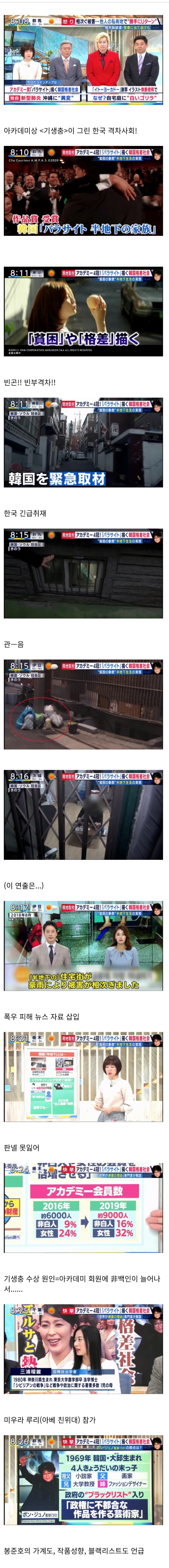 일본방송에 나온 기생충 아카데미상 | 인스티즈